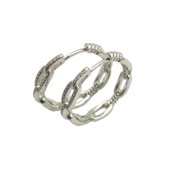 Silver Segmented Rope-Textured Hoop Earrings 9