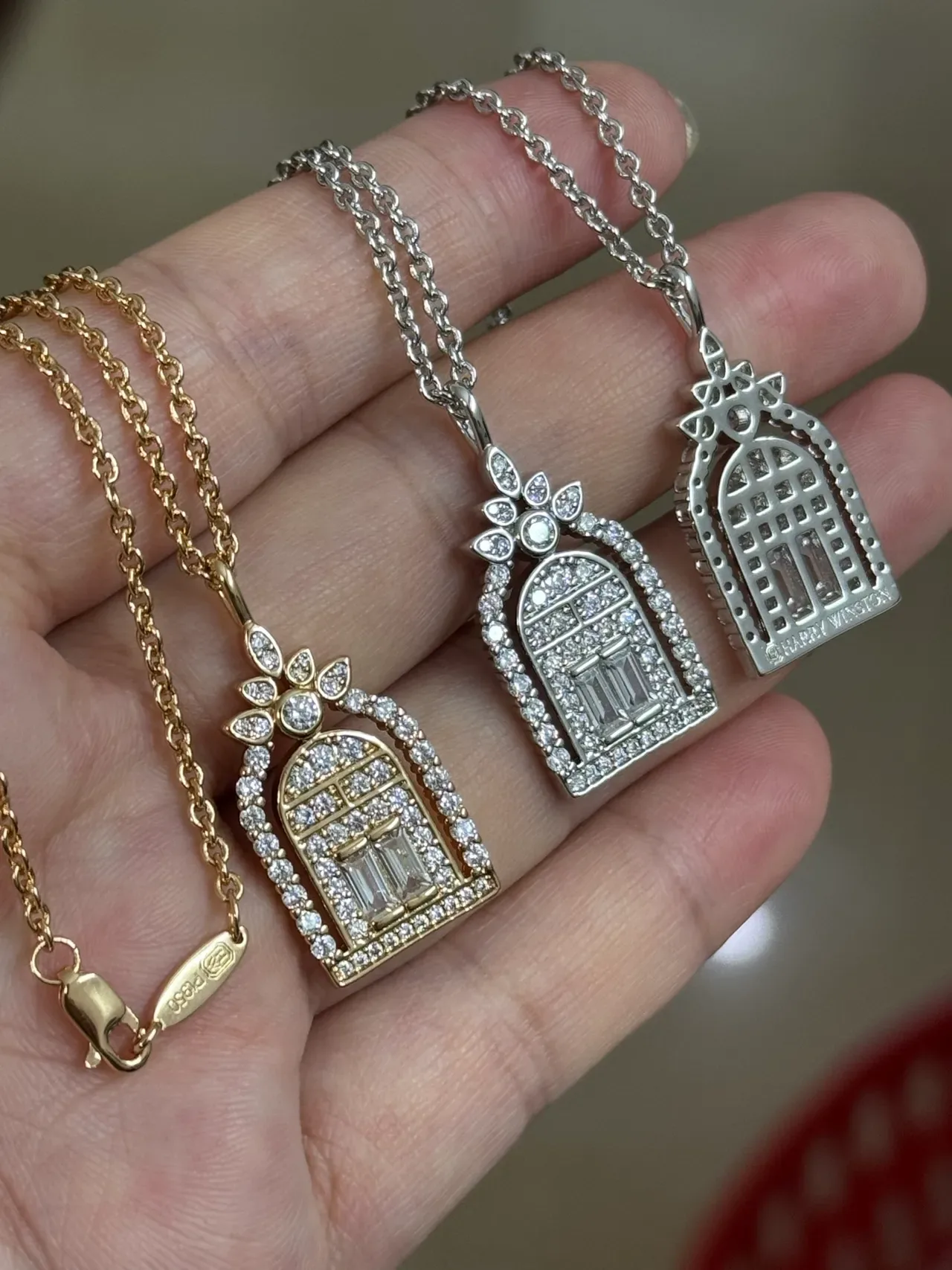 Silver-Tone and Gold-Tone Arched Architectural Pendant Necklaces 2