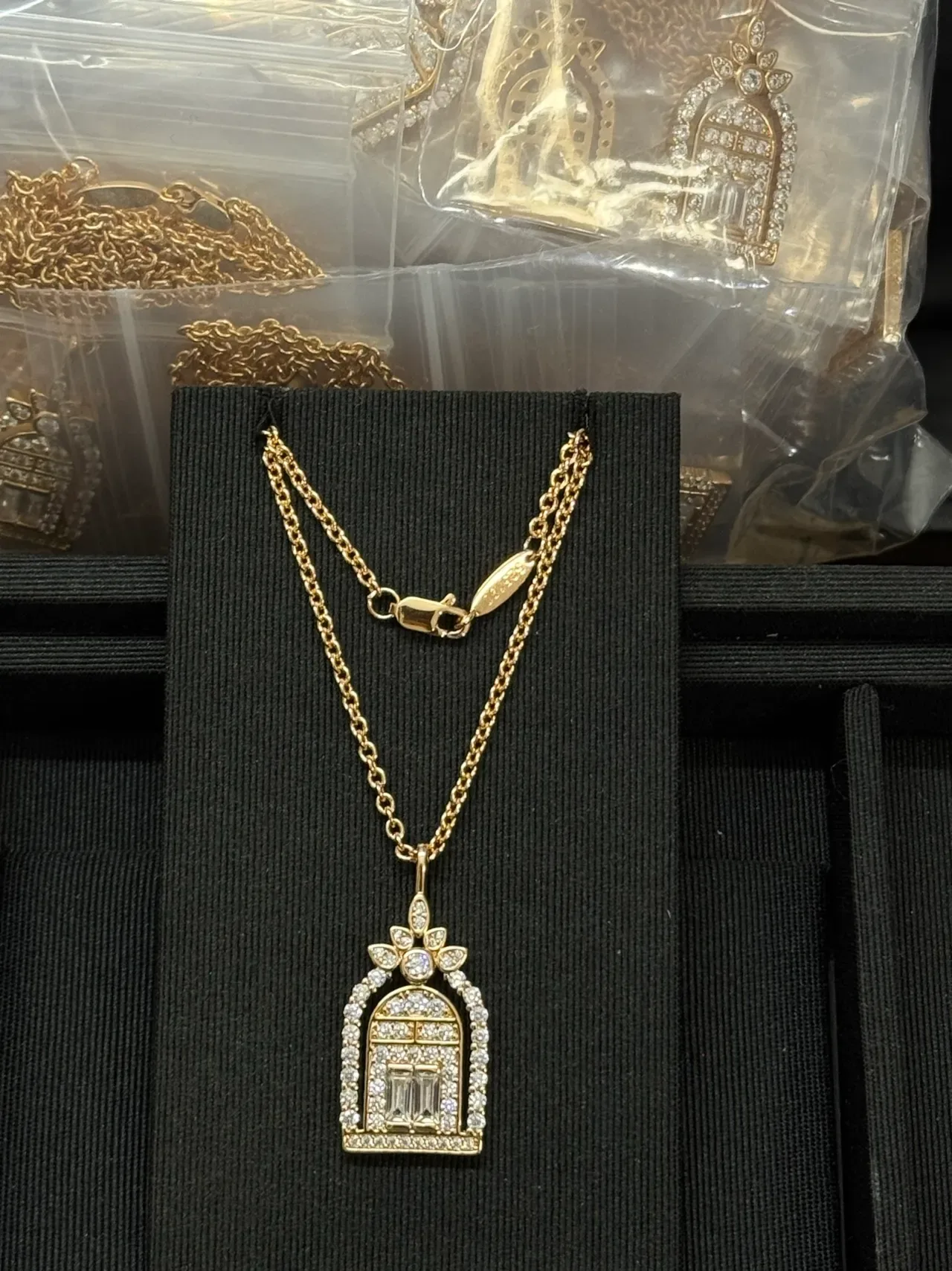 Silver-Tone and Gold-Tone Arched Architectural Pendant Necklaces 3