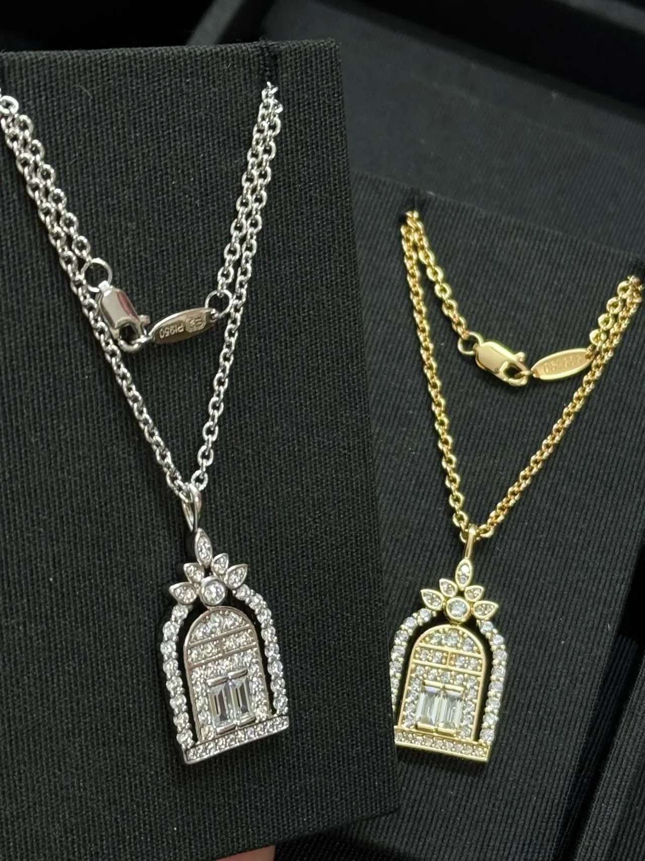 Silver-Tone and Gold-Tone Arched Architectural Pendant Necklaces 5