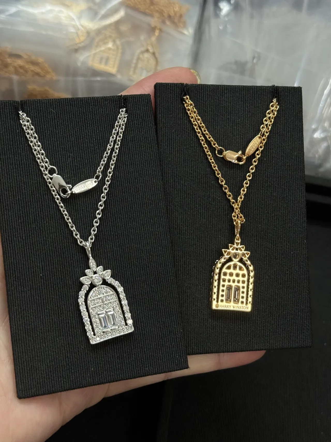 Silver-Tone and Gold-Tone Arched Architectural Pendant Necklaces 8