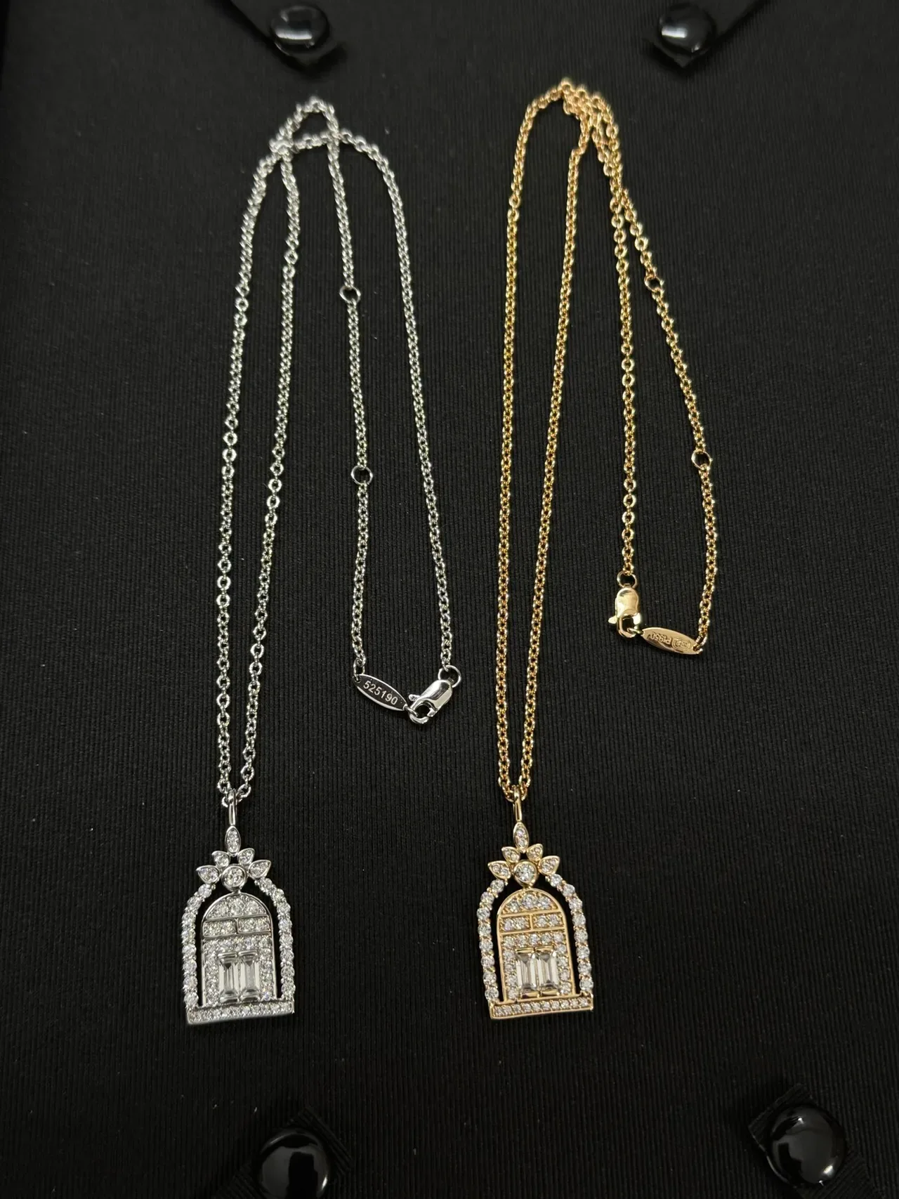 Silver-Tone and Gold-Tone Arched Architectural Pendant Necklaces 9