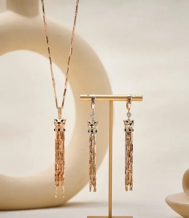 Silver-Tone Cat Head Tassel Dangle Earrings 5