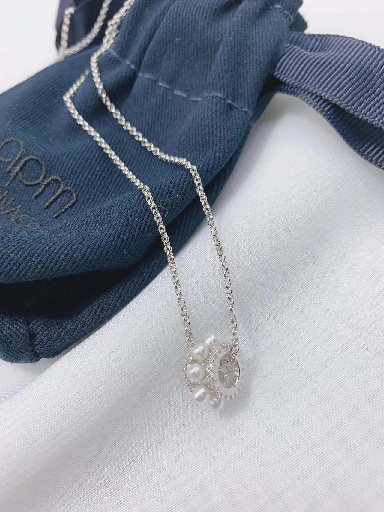 Silver-Tone Pavé and Pearl Cylinder Pendant Necklaces 5