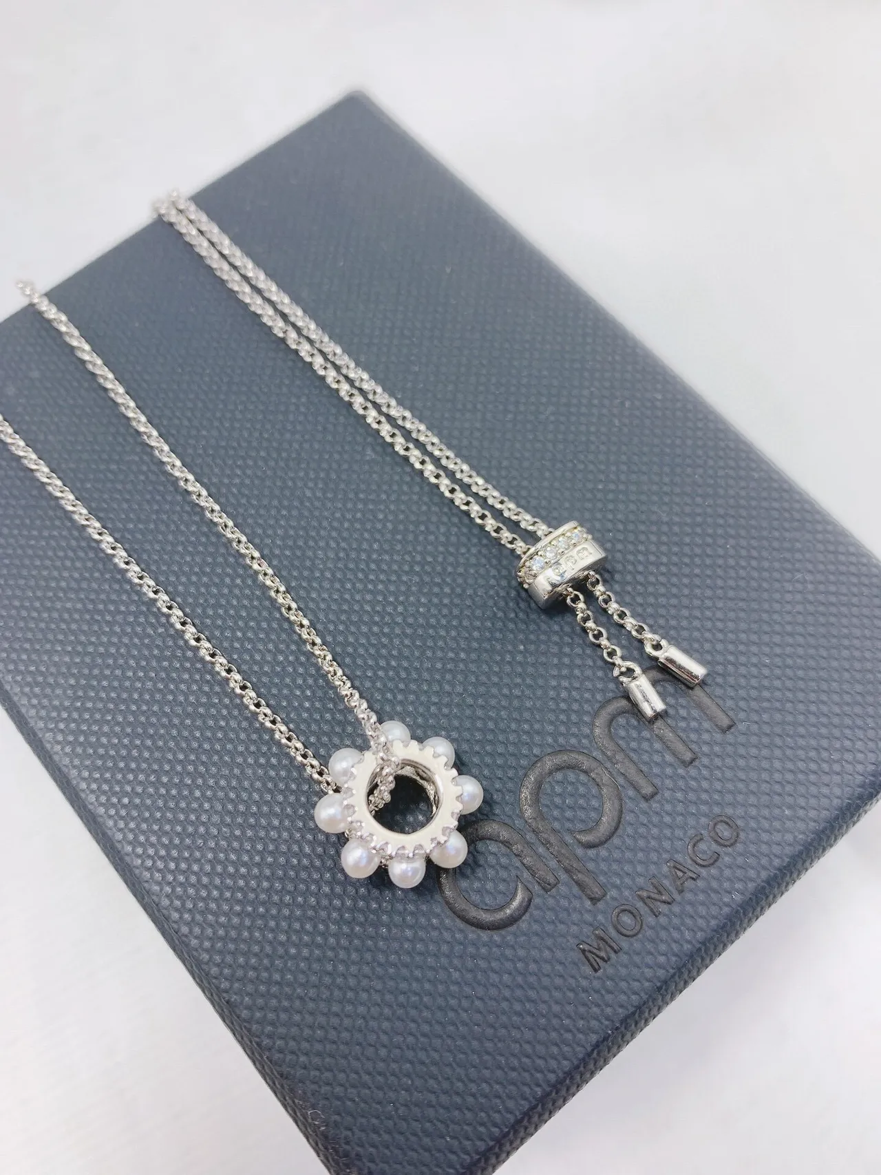 Silver-Tone Pavé and Pearl Cylinder Pendant Necklaces 6