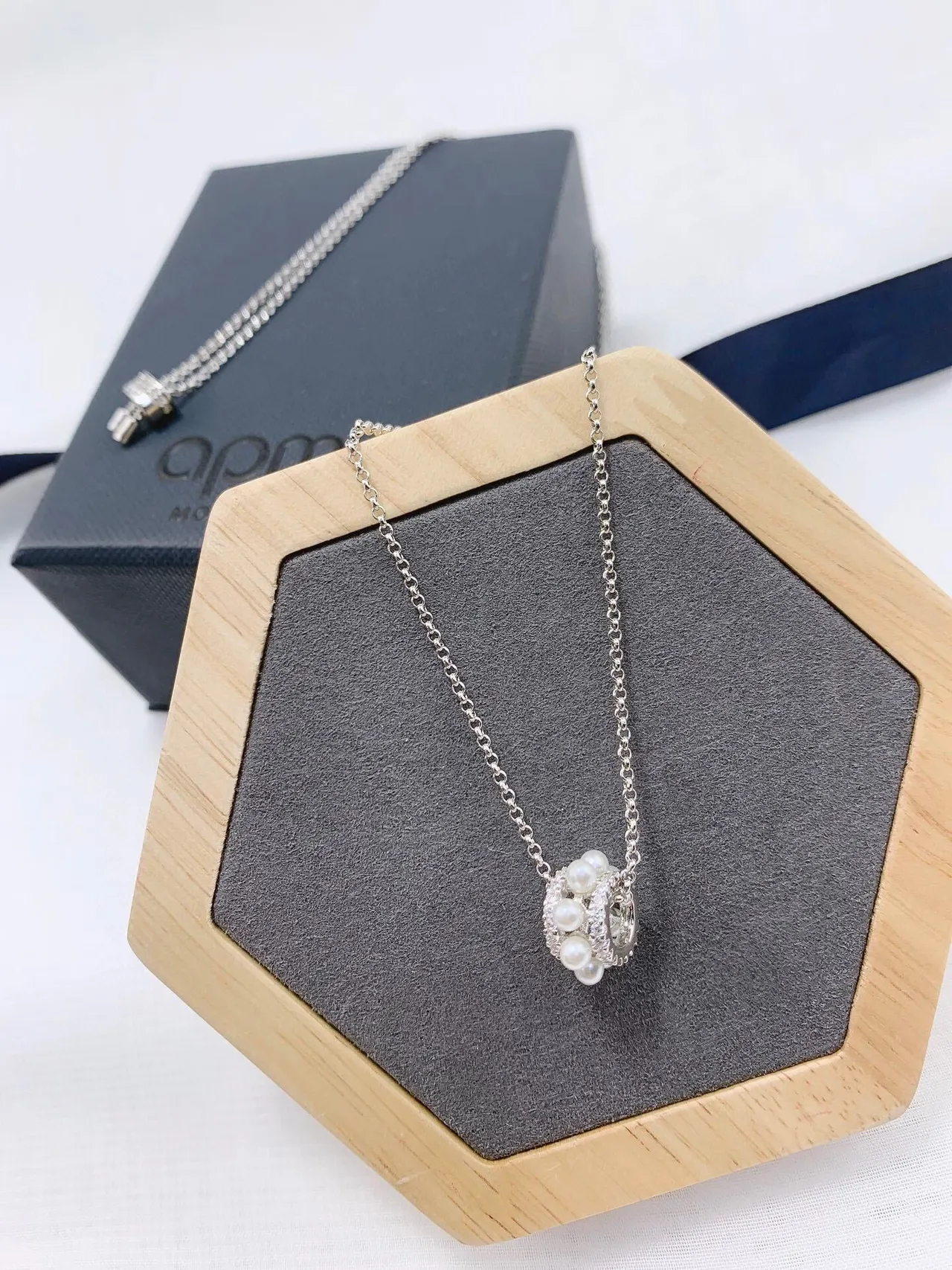 Silver-Tone Pavé and Pearl Cylinder Pendant Necklaces 9