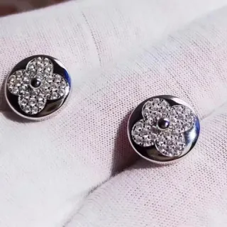 Silver-Tone Pavé Crystal Flower Stud Earrings