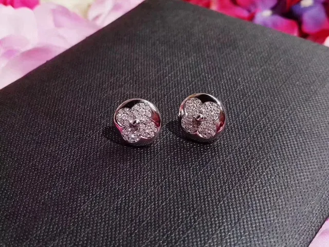 Silver-Tone Pavé Crystal Flower Stud Earrings 5