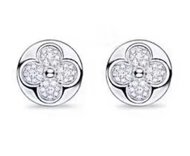 Silver-Tone Pavé Crystal Flower Stud Earrings 8