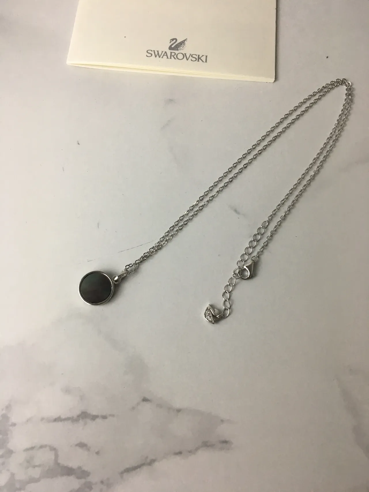 Silver-Tone Pavé Swan Motif Pendant Necklace 2