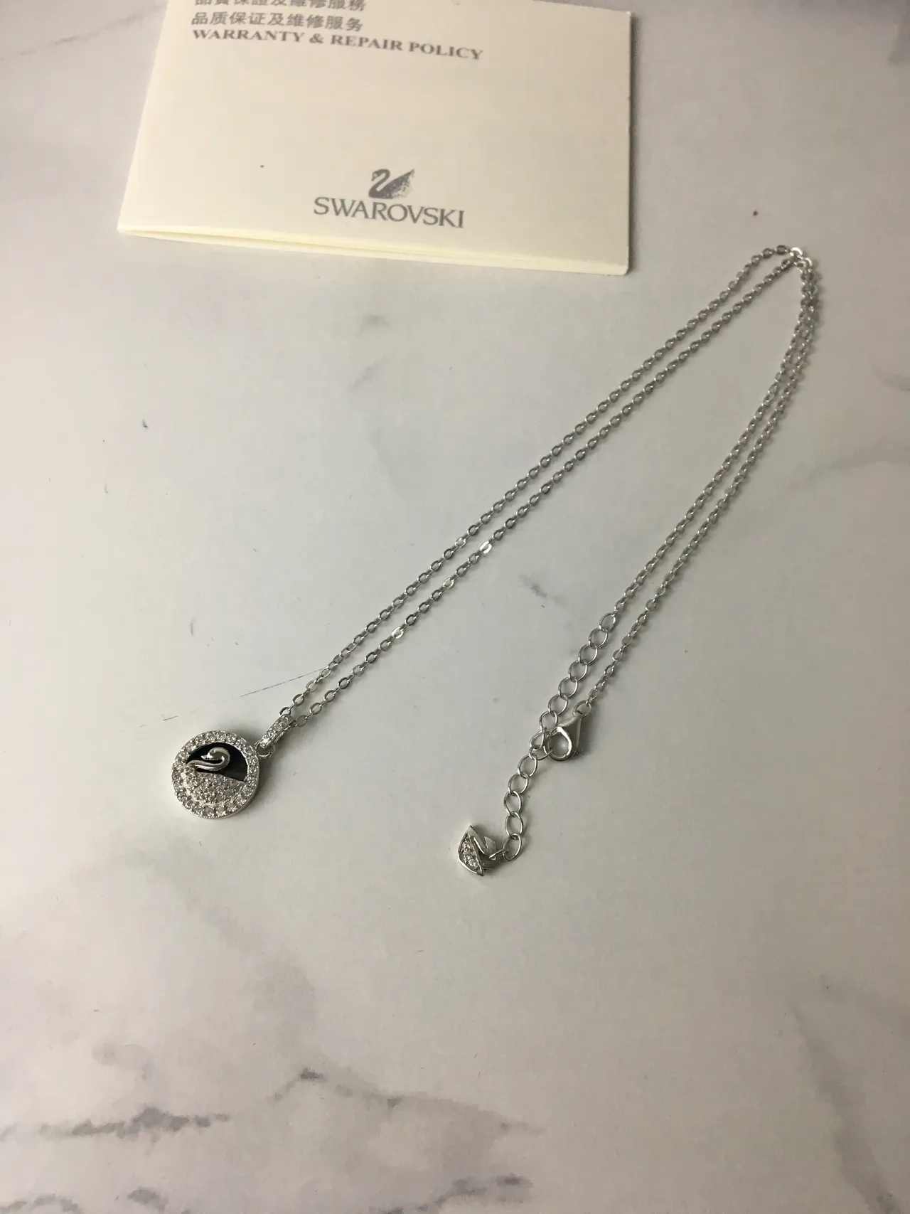 Silver-Tone Pavé Swan Motif Pendant Necklace 3
