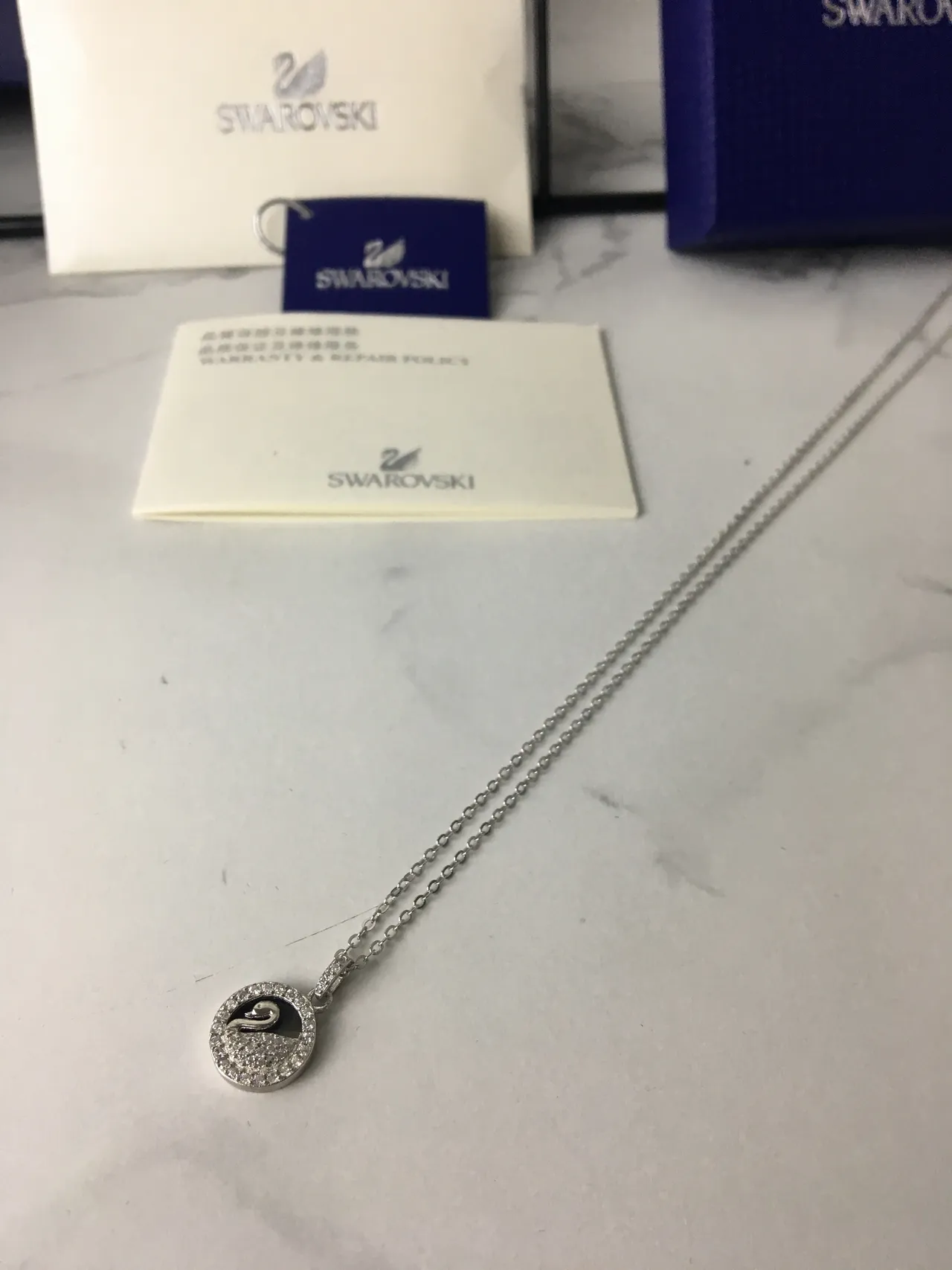 Silver-Tone Pavé Swan Motif Pendant Necklace 4