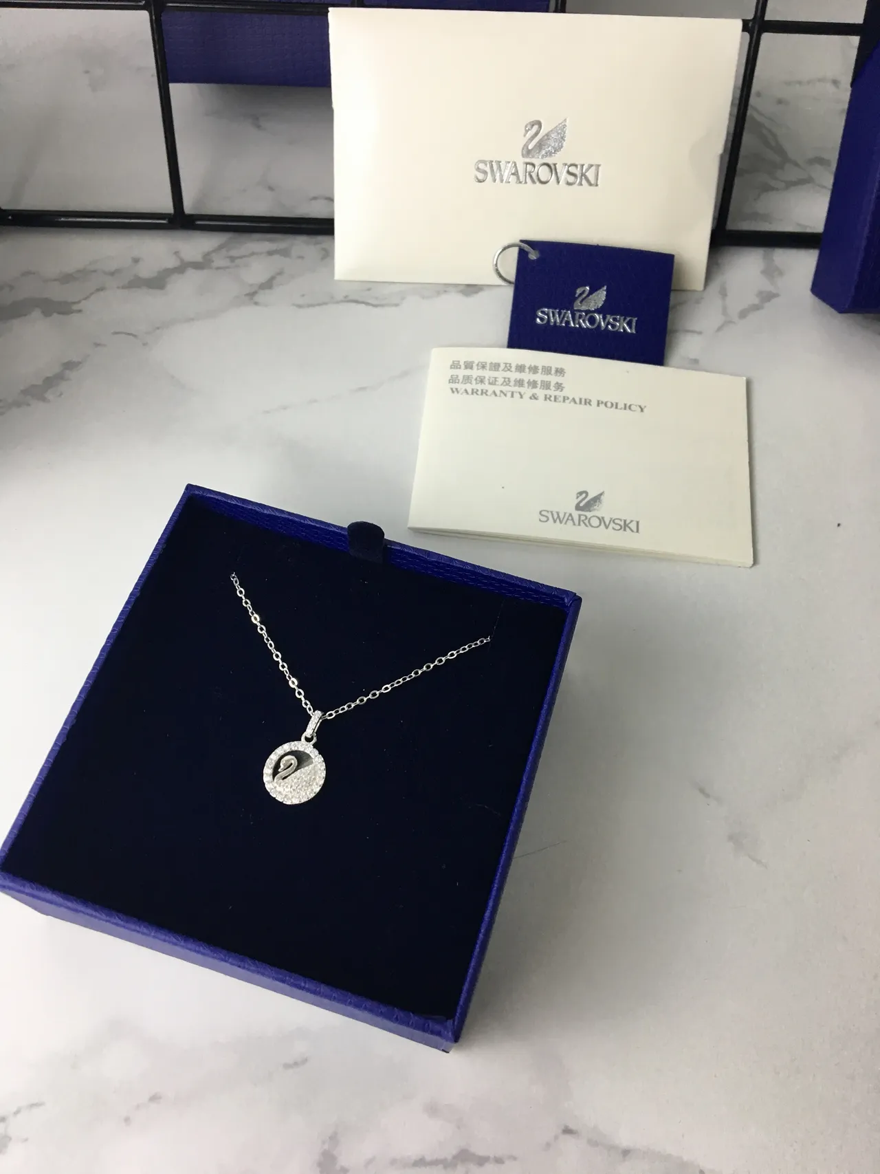Silver-Tone Pavé Swan Motif Pendant Necklace 5