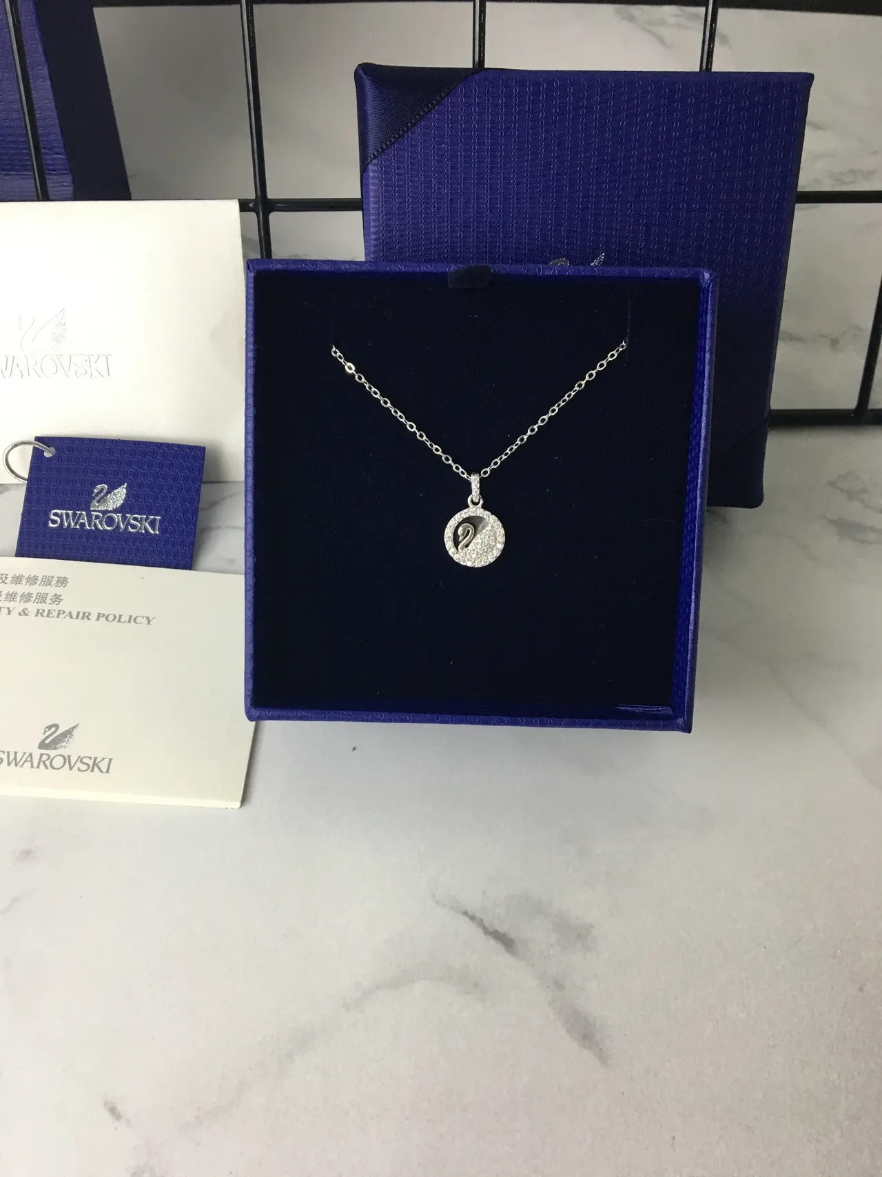 Silver-Tone Pavé Swan Motif Pendant Necklace 6