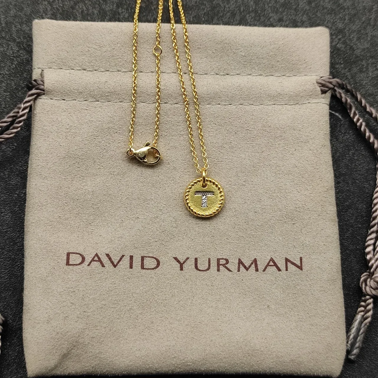Silver-Tone Rope-Edge Initial T Pendant Necklace 6