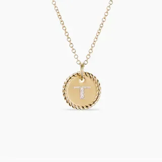 Silver-Tone Rope-Edge Initial T Pendant Necklace 8