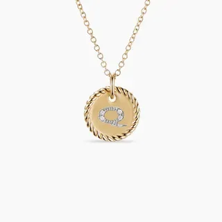 Silver-Tone Rope-Edge Monogram Pendant Necklace 2