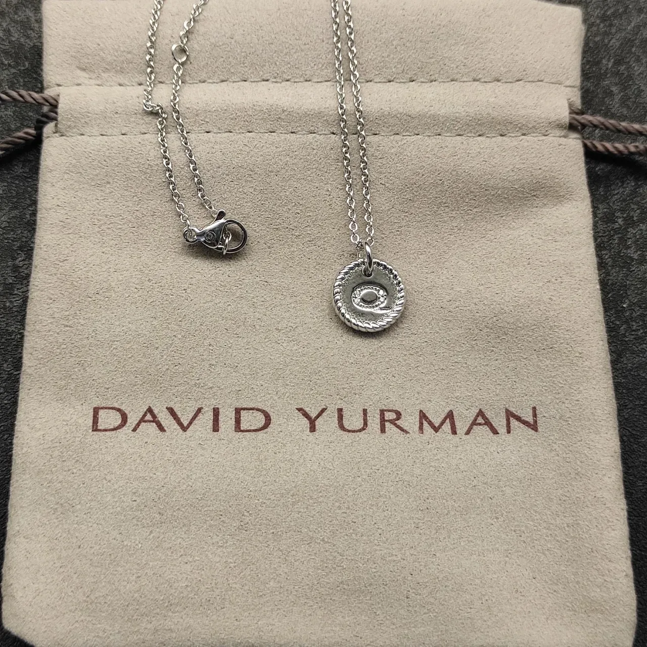 Silver-Tone Rope-Edge Monogram Pendant Necklace 6