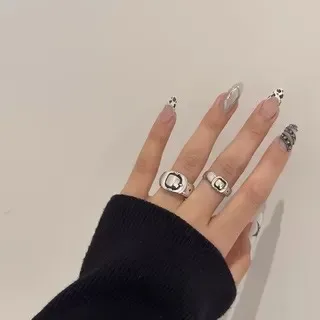 Silver-Toned Buckle Motif Oxidized Ring 7