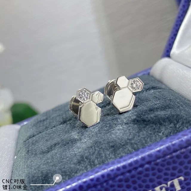 Silver Transparent Geometric Hexagonal Faceted Metallic Earrings 2