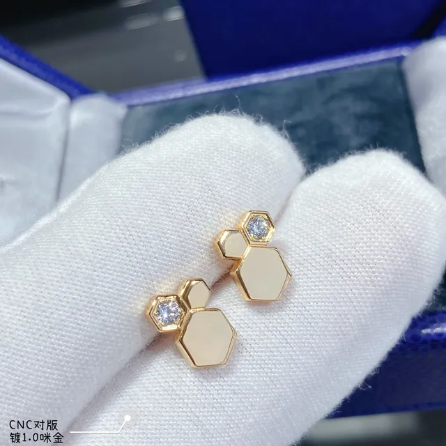 Silver Transparent Geometric Hexagonal Faceted Metallic Earrings 6