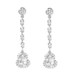 Silver White Pavé-Set Drop Dangle Earrings