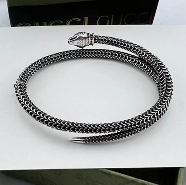 Snake Motif Coiled Scale Texture Open Cuff Bracelet 3
