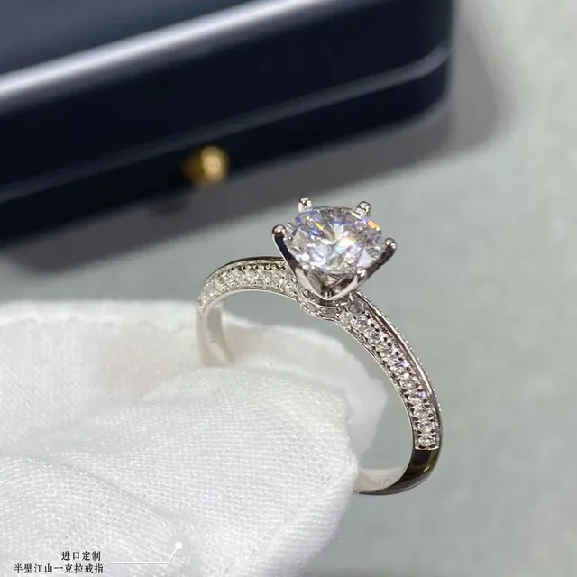 Solitaire Round Brilliant Cut Pavé Band Ring 5