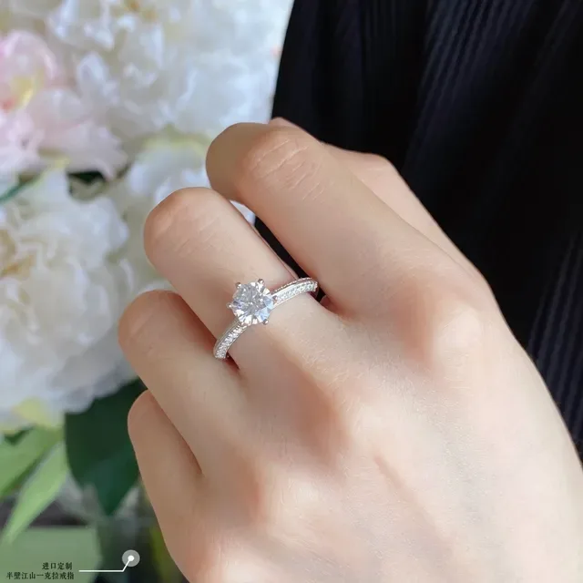 Solitaire Round Brilliant Cut Pavé Band Ring 9