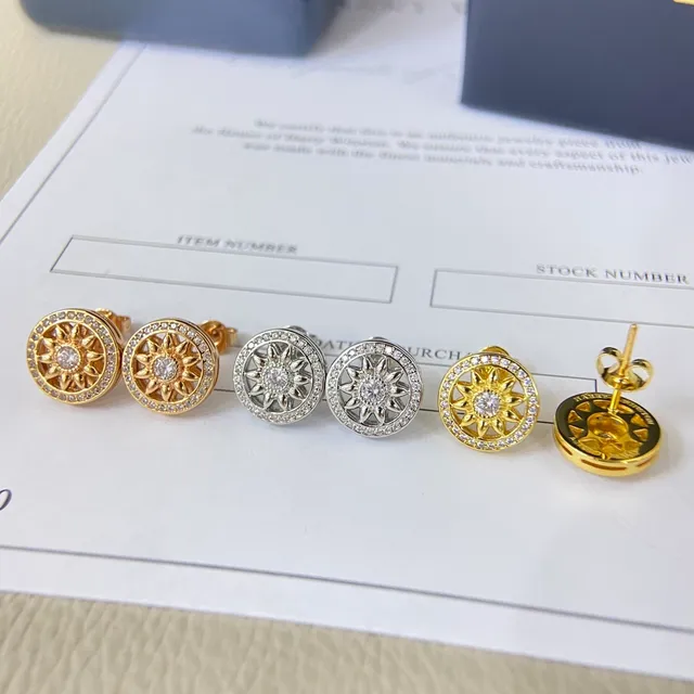 Sunburst Motif Pavé Halo Stud Earrings 2