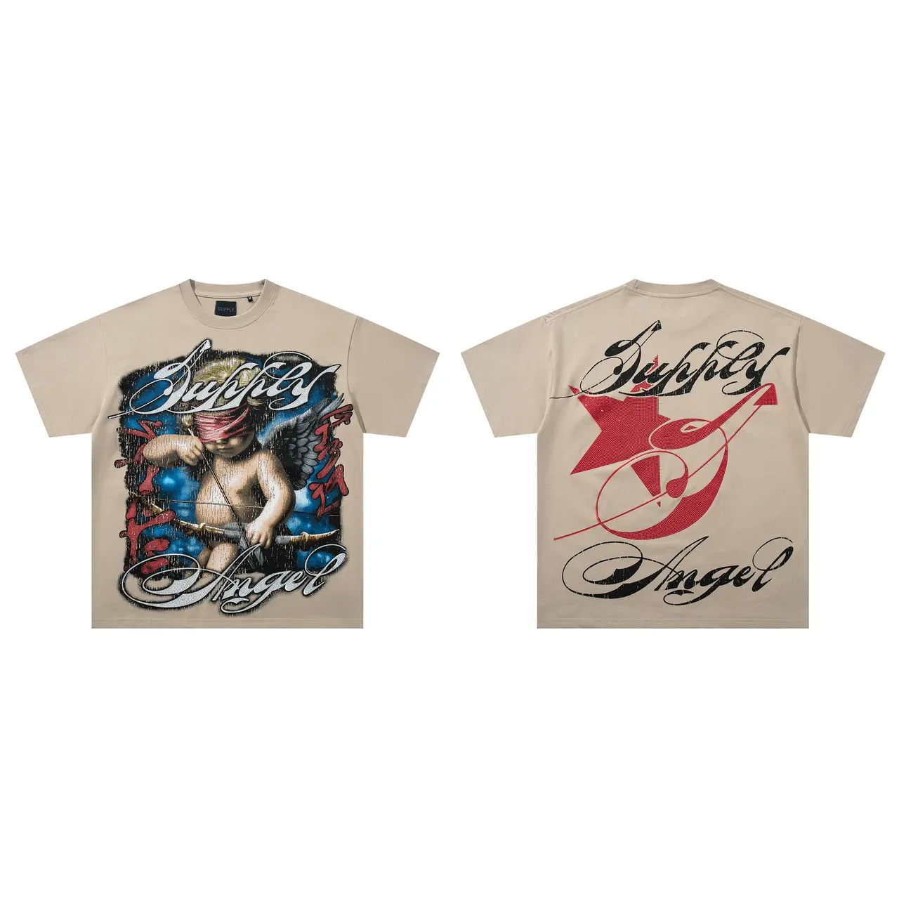 Supply Cupid Graphic Beige Oversized T-Shirt 2