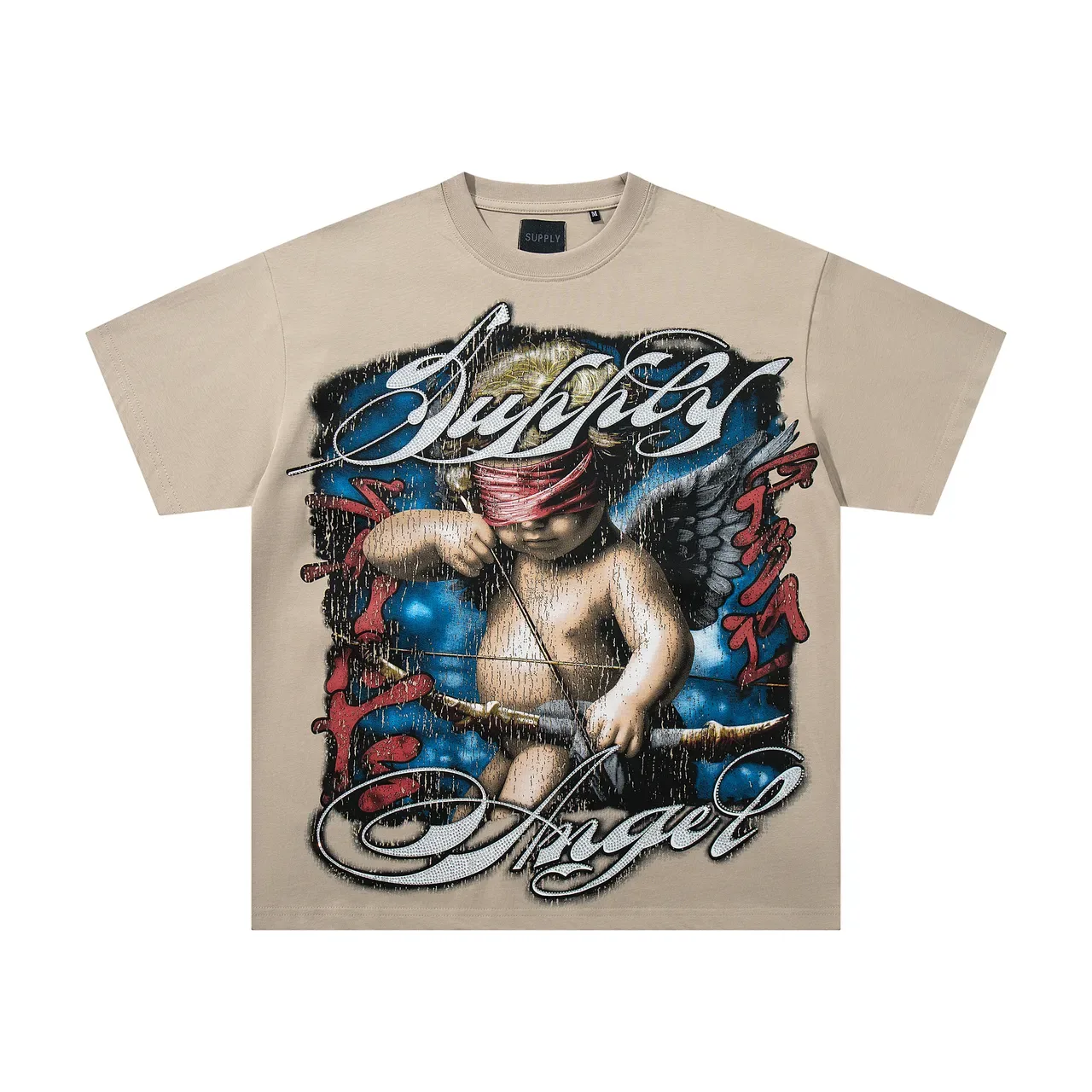 Supply Cupid Graphic Beige Oversized T-Shirt 3