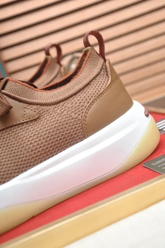 Tan Mesh and Suede Low-Top Lifestyle Sneaker 2