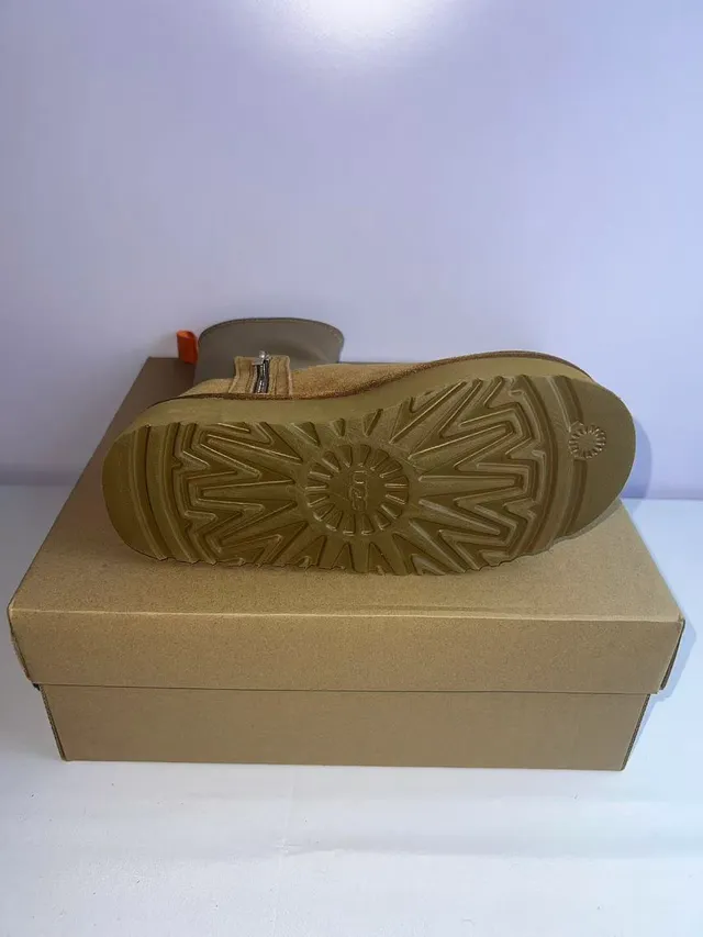 Tan Suede and Elastic Shaft Platform Ankle Boots 3