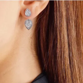 Teardrop Pavé Stud-and-Dangle Earrings