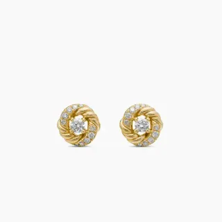 Twisted Rope Motif Pavé Diamond Stud Earrings