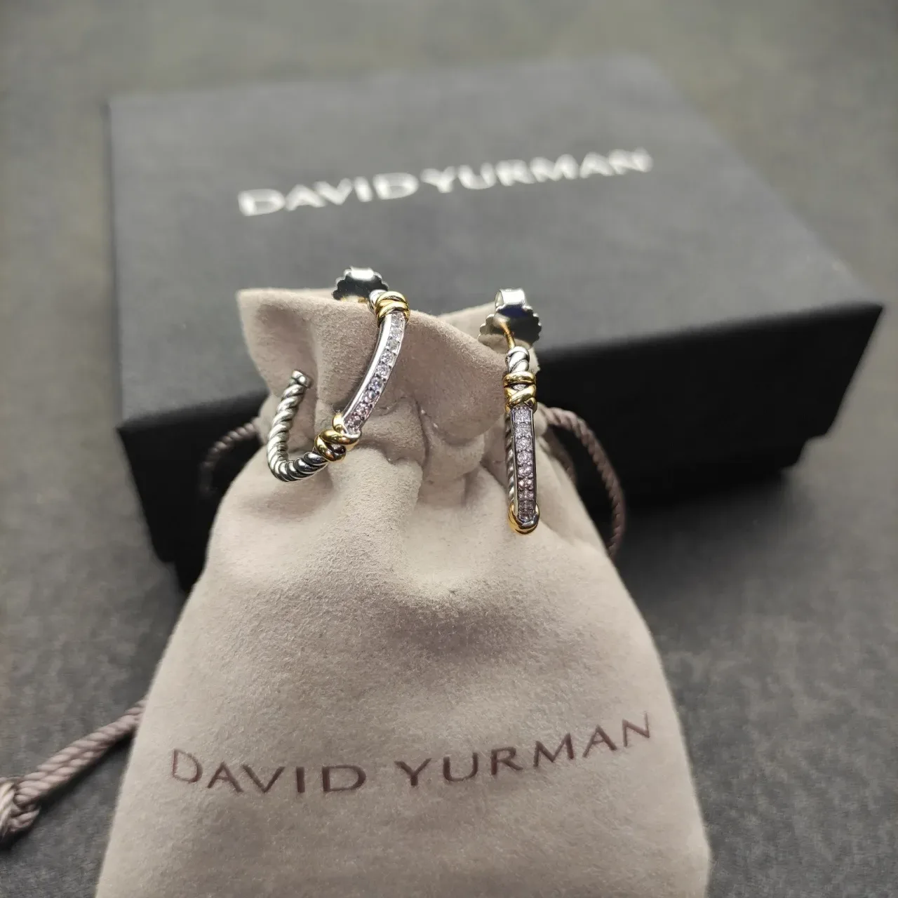 Twisted Rope Pavé Two-Tone Hoop Earrings 2