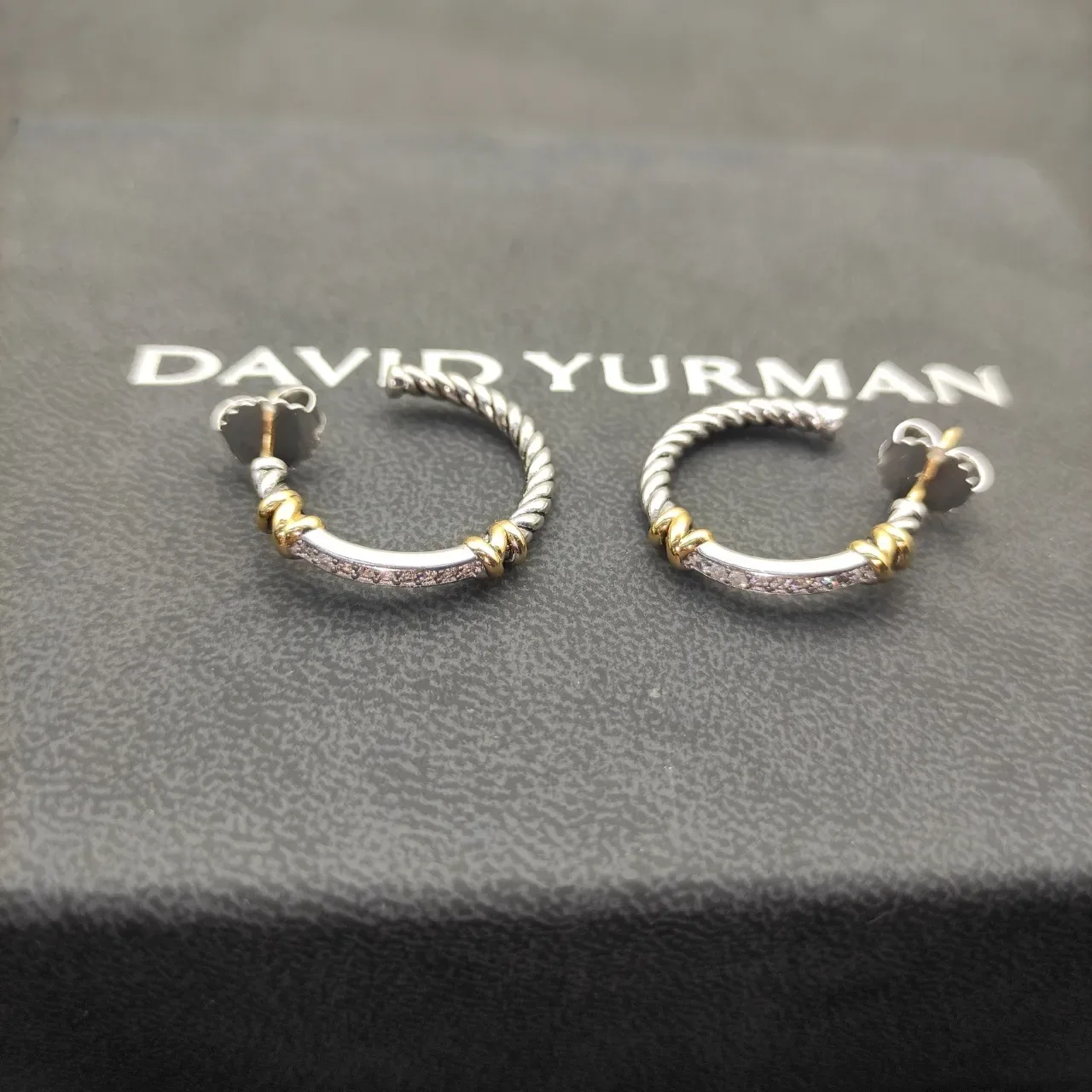 Twisted Rope Pavé Two-Tone Hoop Earrings 3