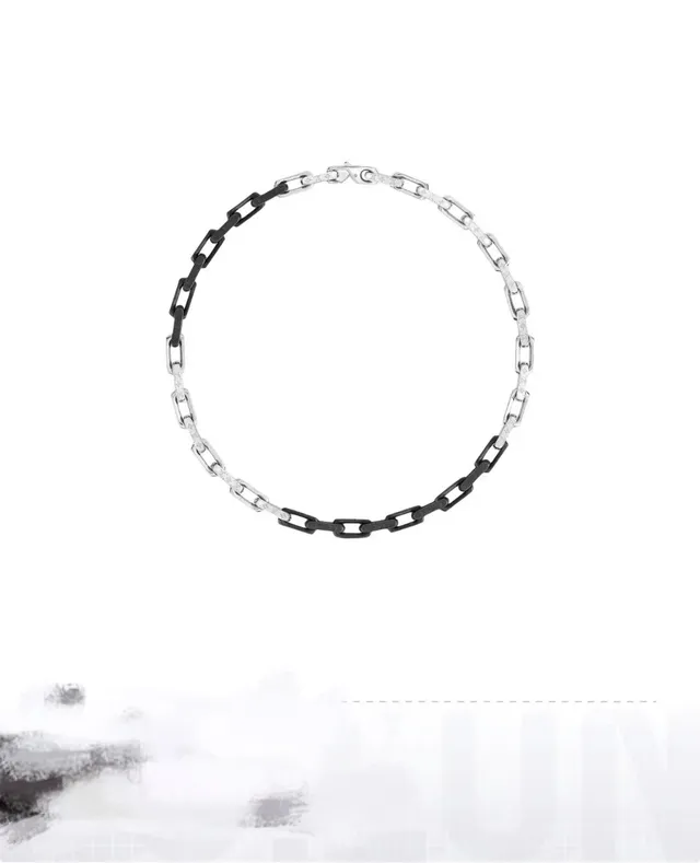 Two-Tone Black and Silver Chunky Link Chain Necklace 6