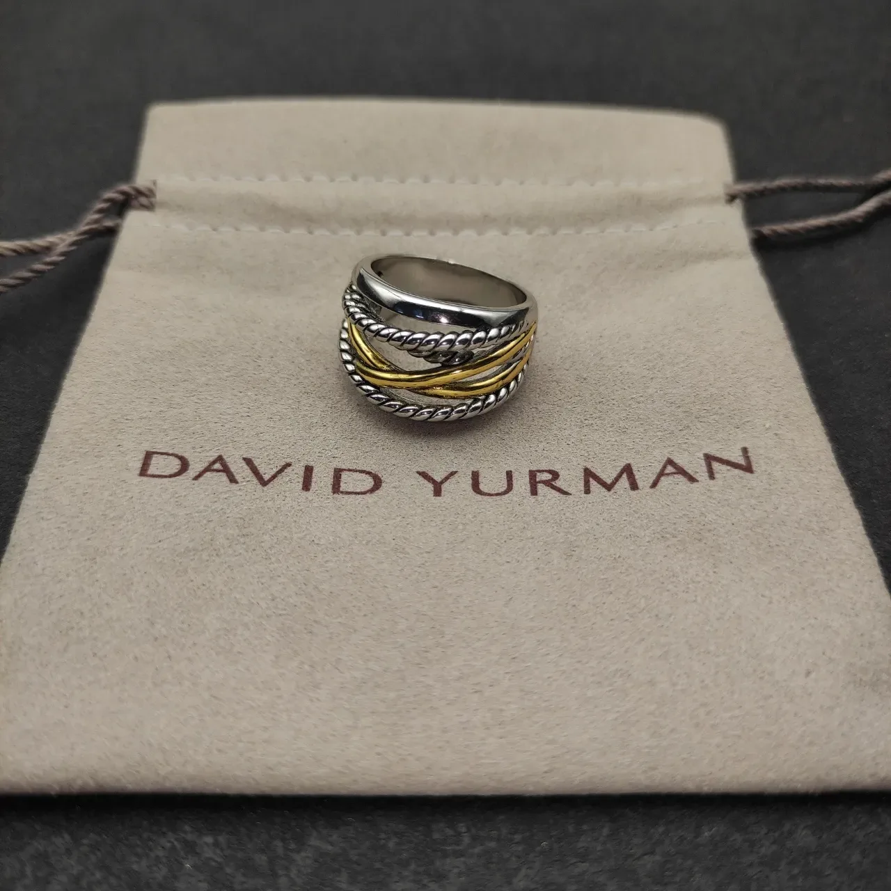 Two-Tone Twisted Rope Interlocking Ring 4
