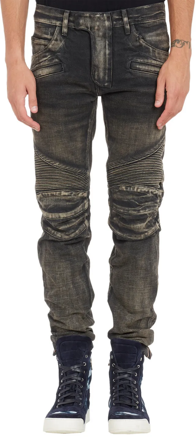 Washed Black Moto-Panelled Slim-Fit Jeans 20