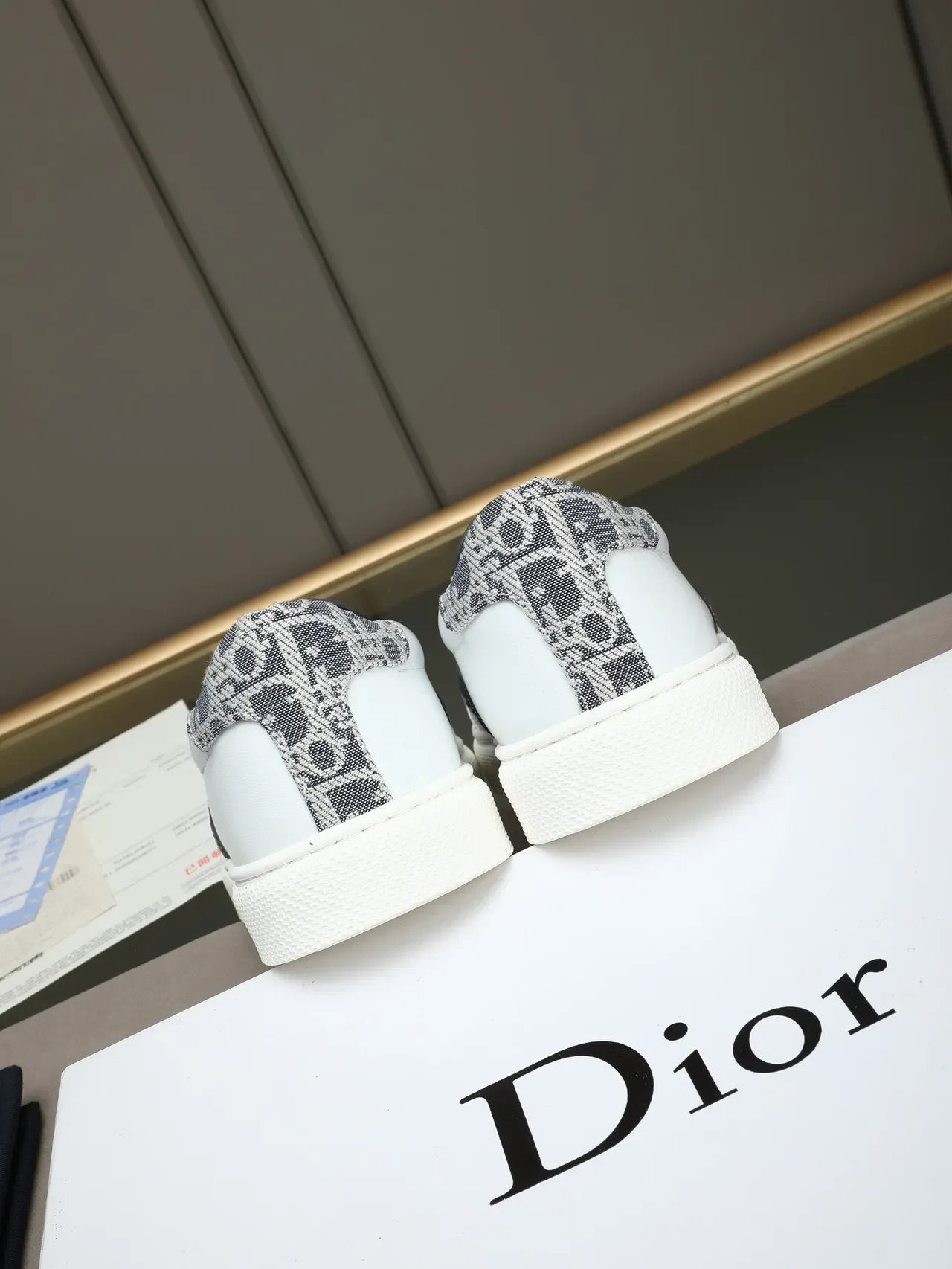 White and Gray Monogram-Print Slip-On Lifestyle Sneakers 3
