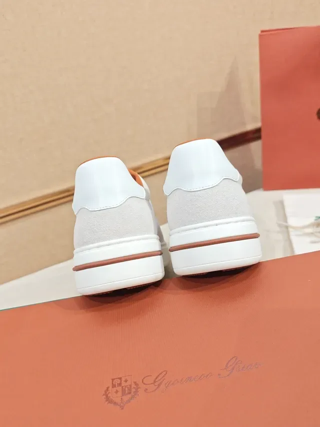 White and Gray Suede-Leather Panelled Low-Top Sneaker 3