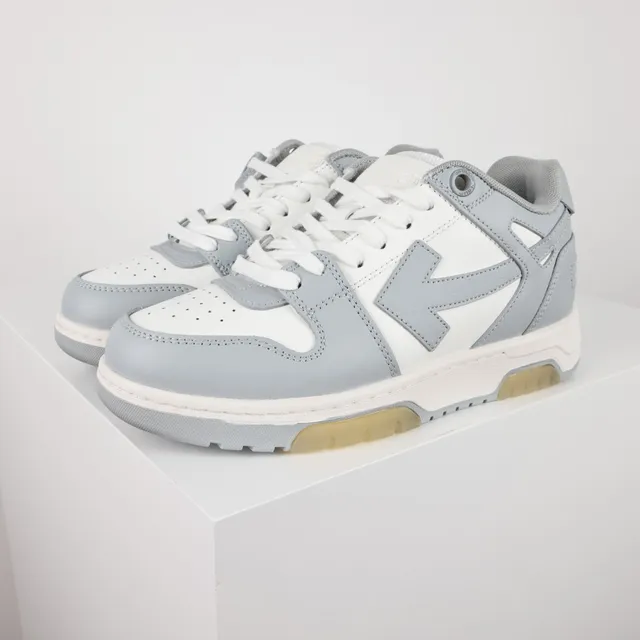 White and Light Gray Layered Leather Lifestyle Sneakers 2