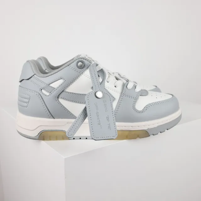White and Light Gray Layered Leather Lifestyle Sneakers 3