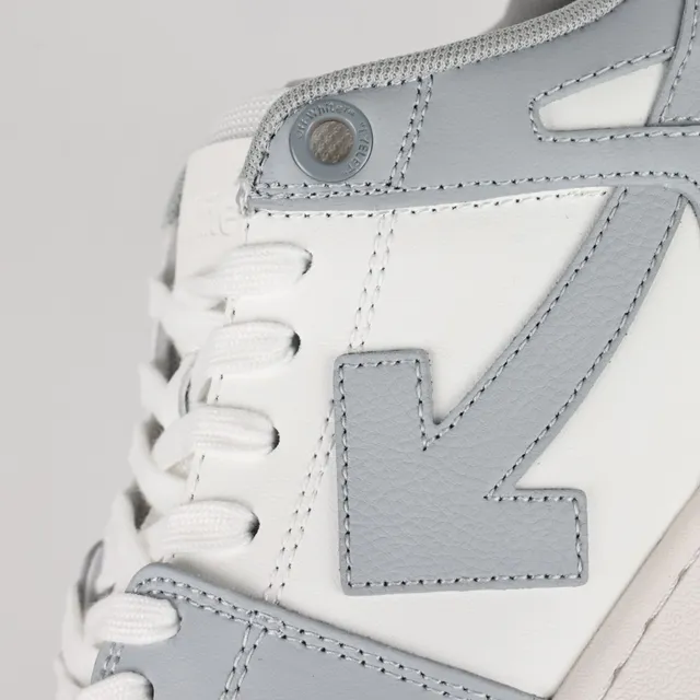 White and Light Gray Layered Leather Lifestyle Sneakers 6