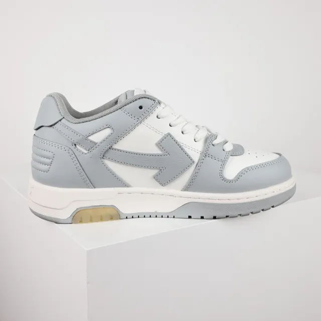 White and Light Gray Layered Leather Lifestyle Sneakers 7