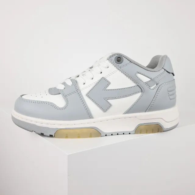 White and Light Gray Layered Leather Lifestyle Sneakers 9