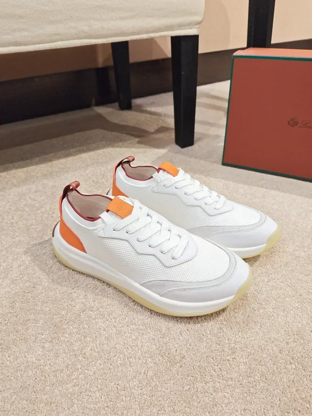 White and Orange Mesh Lifestyle Sneaker 4