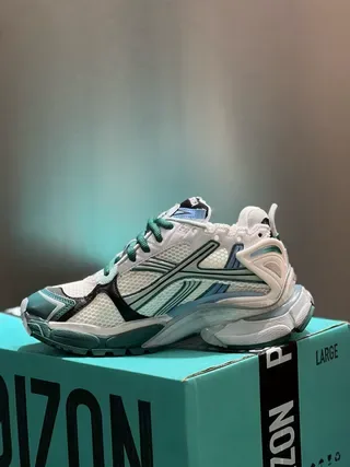 White and Teal Chunky Lifestyle Sneaker 5